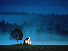 Tiny Church Overlooking Misty Valley, Germany